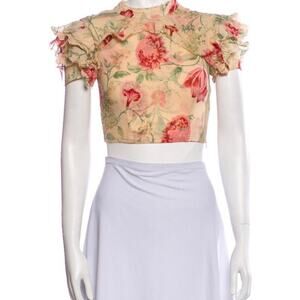 Reformation Floral Print Mock Neck Crop Top Size: XS | US 0 Reformation Crop Top